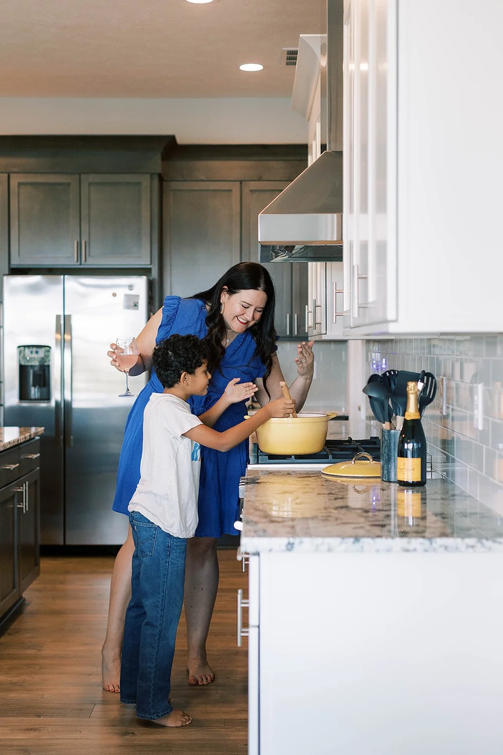 Hillary baking with her family